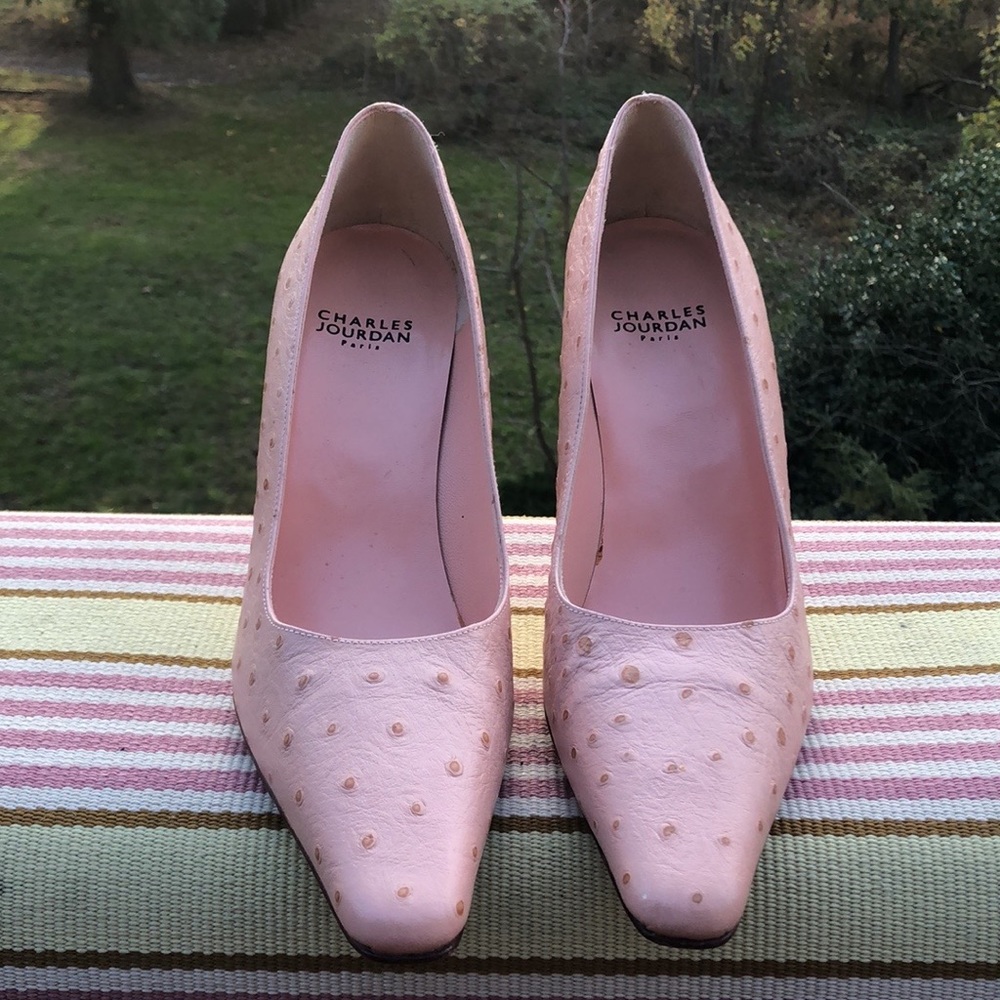 COPY - Charles Jourdan pink ostrich high heels